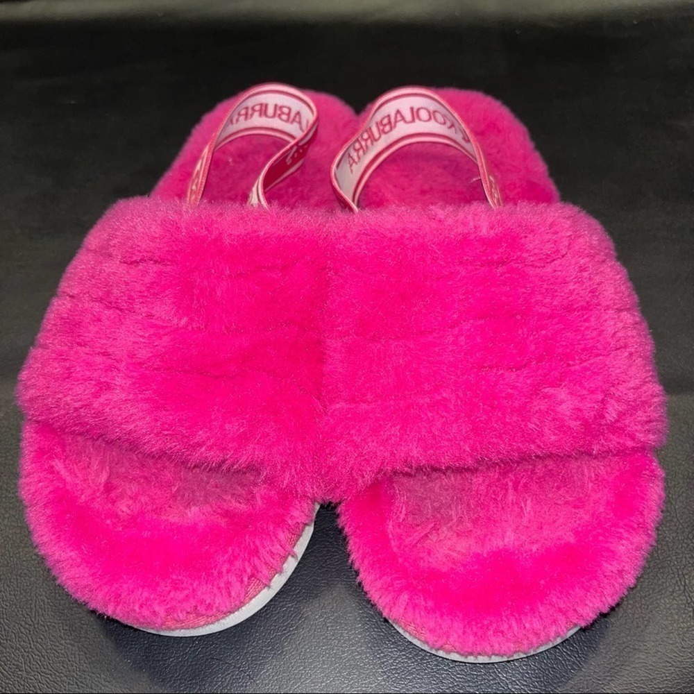 Koolaburra By Ugg Pink Kids Fuzz'n Slipper Sandals Size 3 - Picture 6 of 10
